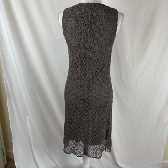 Isabel Ardee Taupe  Sheer Floral Lace Fitted Cottage Feminine Dress Size 4 - Picture 5 of 12